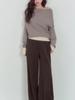 MAXMENT One-Shoulder Striped Retro Knit Sweater in Autumn Mocha