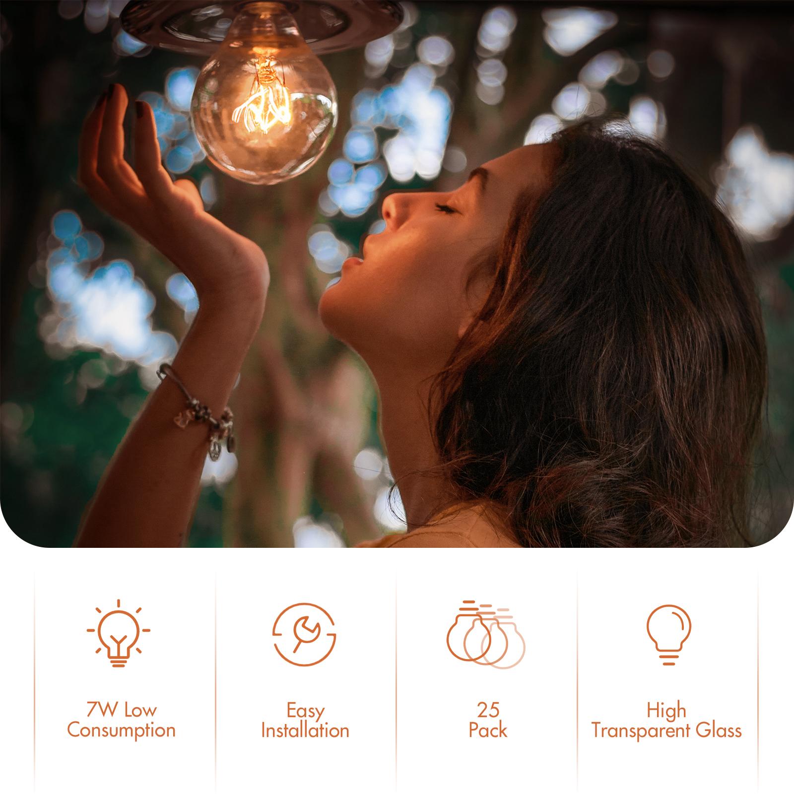 

Neoglint AC230V G40 Globe B ulb Lamp 25 P E12 Base Socket Holder IP44 Water Resistance Warm White for String Light Home Party Decoration Wedding F