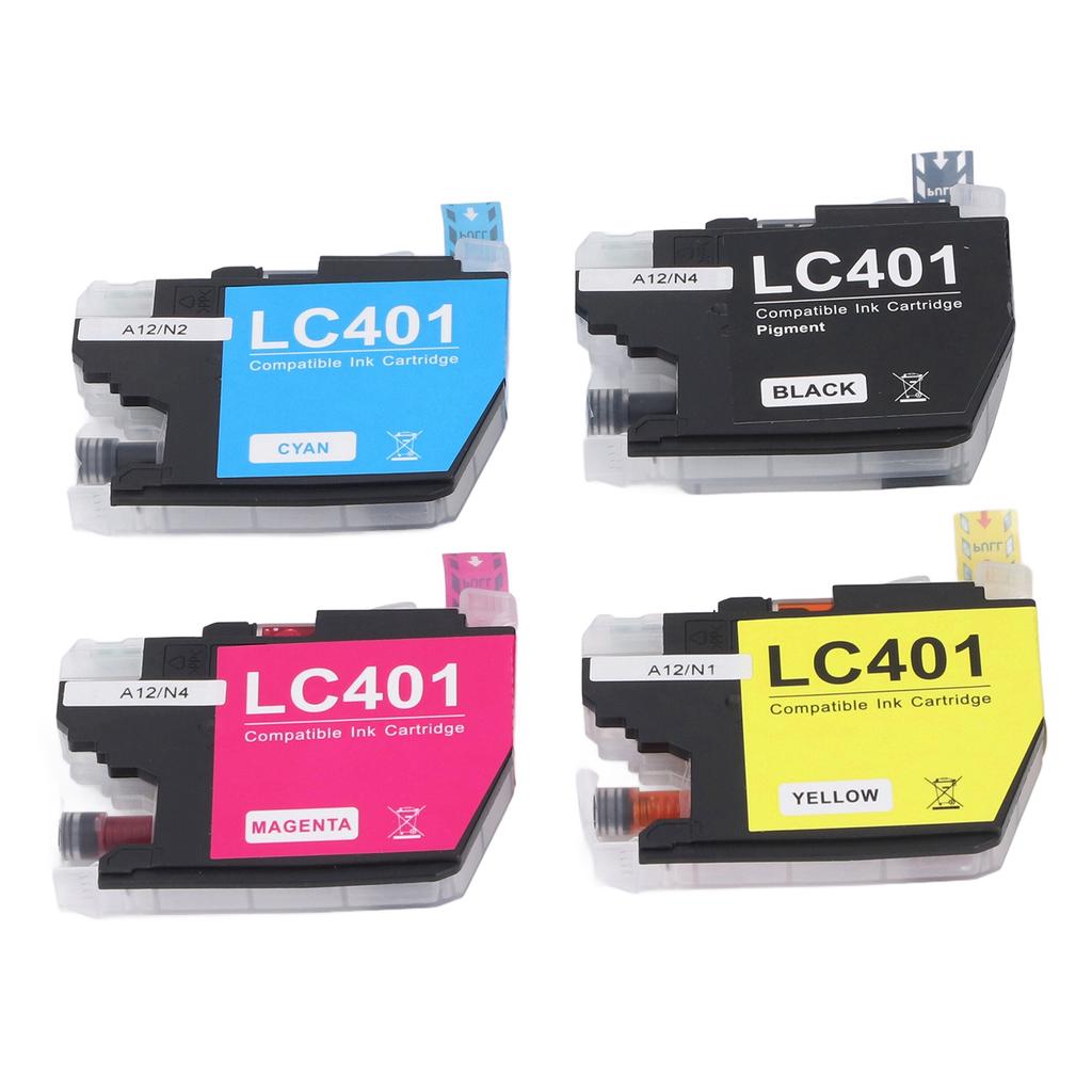 Sada 4ks inkoustových kazet pro výměnu inkoustové tiskárny Černá azurová purpurová žlutá LC401