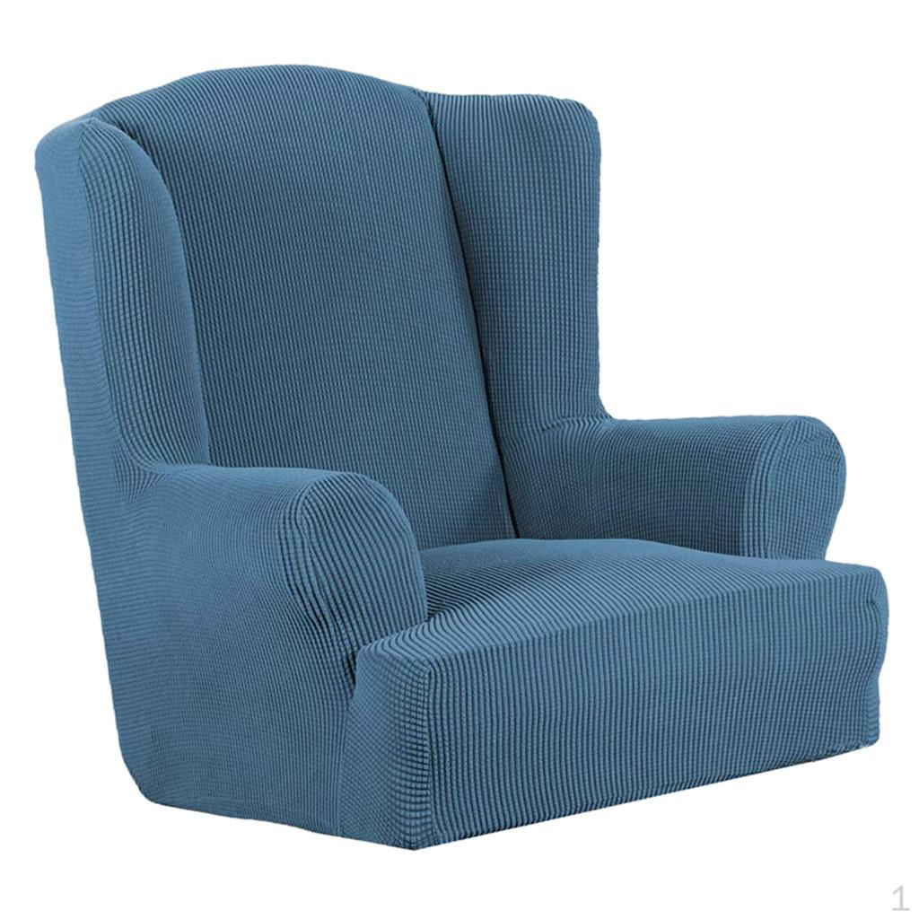 Stretch Jacquard Wing Armchair Cover Couch Slipcover Lake Blue
