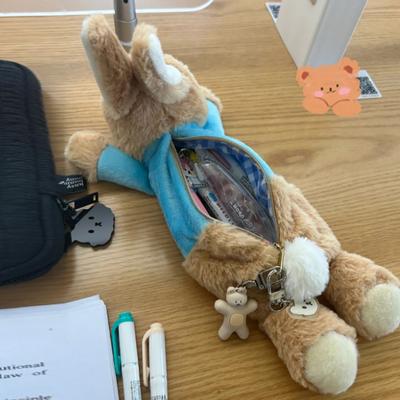 Estuche para lápices con bonito conejo de peluche, material escolar para estudiantes, bolsa de almacenamiento para la vuelta al cole con forma de muñeca Kawaii, estuche para bolígrafos, papelería.