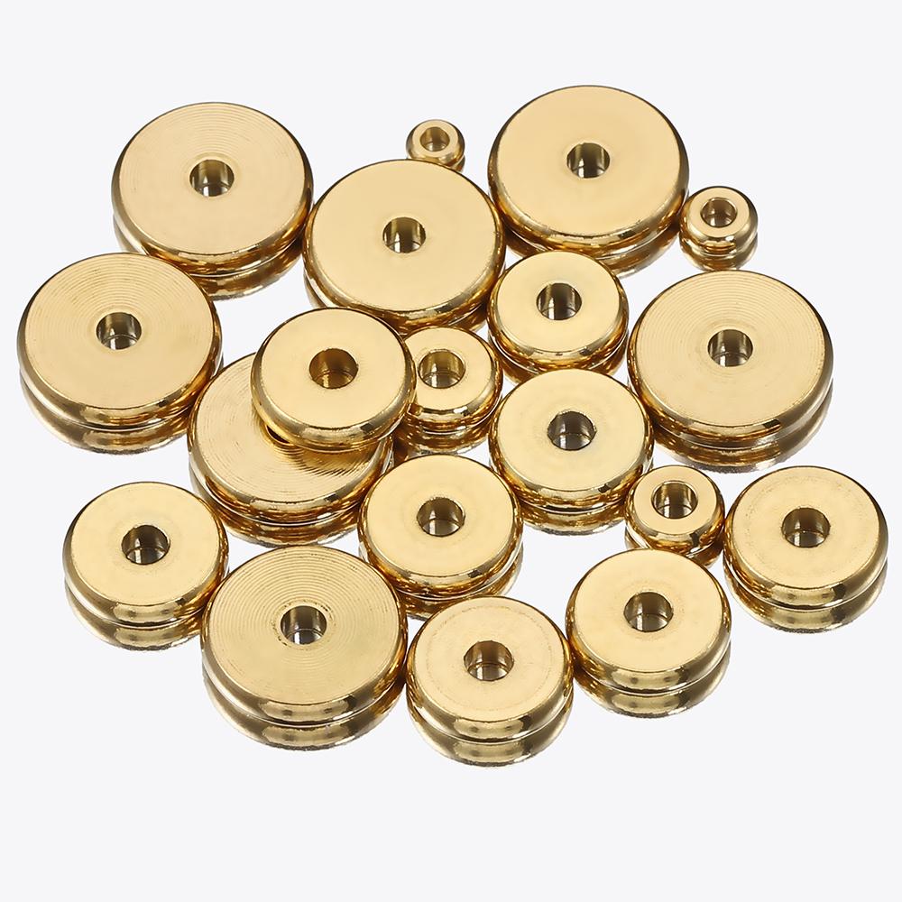 100pcs Stainless Steel Beads Flat Round Bead Gold Color Loose Spacer Beads for DIY Bracelet Necklace Jewelry Making Wholesale