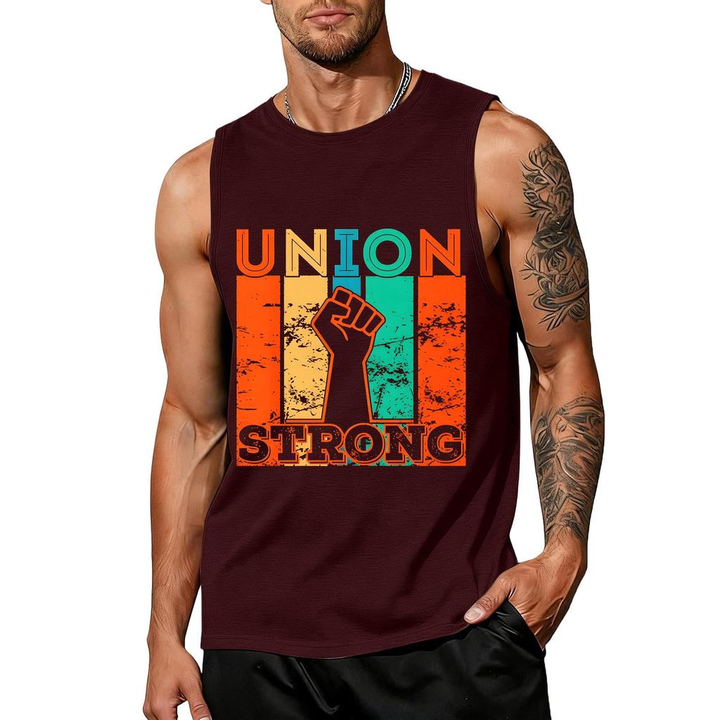 Men's Sleeveless Tank Top Casual Muscle Shirt Labor Day Union Strong Graphic Print Workout Gym Vest