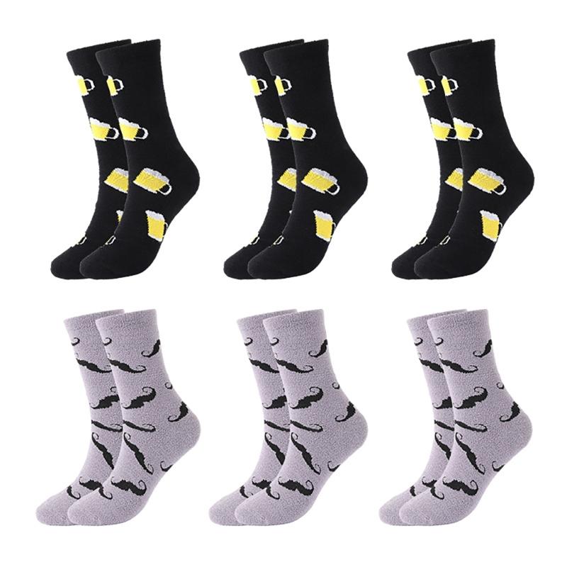 Beard/Beer Crew Socks Funny Novelty Ankle Socks Warm Booties Socks Casual Middle Tube Socks Calf Socks for Women Men