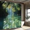 Transform Your Bathroom with this Waterproof Shower Curtain Featuring a Lush Forest Waterfall for a Relaxing Ambiance