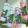1PC Good Luck Leprechaun Cartoon 750ml Color Plastic Sports Water Bottle Leakproof Flip Straw Lid Suitable for Sports Office Home Use