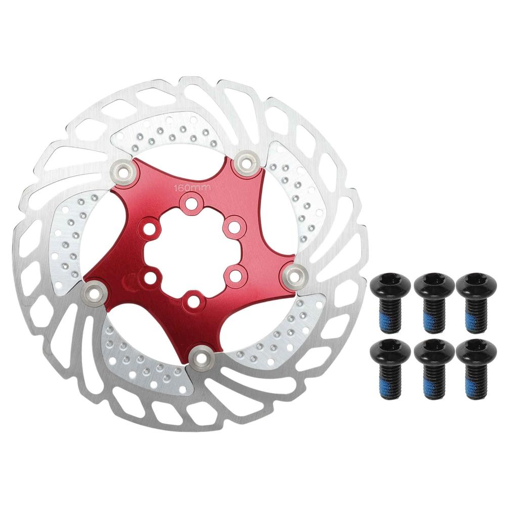 BULLSPANN Disc Brake Disc Rotor for 1 Compatible with Mountain Heat 160mm Bicycles, 6-Volt, Set, Bikes/Road Bikes/E-bikes, Dissipation, Red,