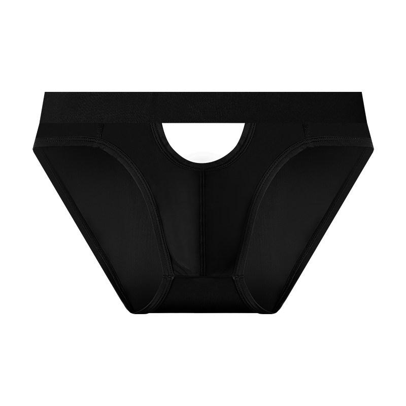 Men's Summer Sexy Hollow Ice Silk Cool Feeling Fast Dry Breathable Sports Low Waist Triangle Briefs