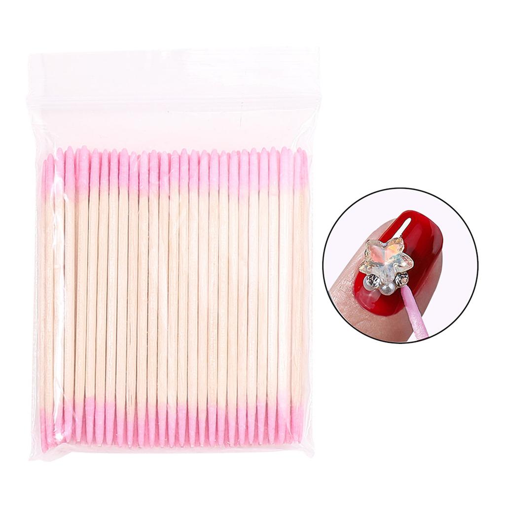 Wooden Sticks Cotton Swabs Nail Art Polish Cotton Tipped Applicators for Salon Home Makeup Tool