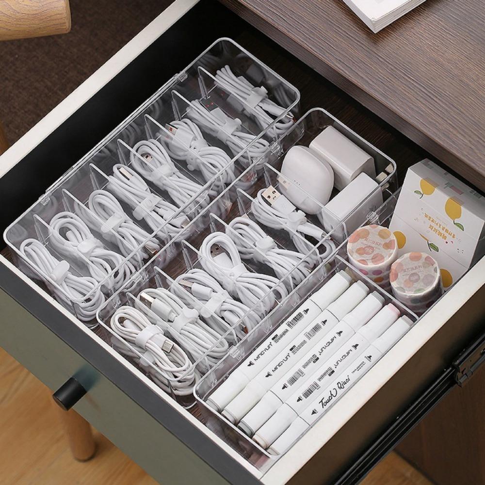 The Data Cable Storage Box Is Equipped with 10 White Zip Ties for Organizing and Storing Data Cables, Suitable for Small Items