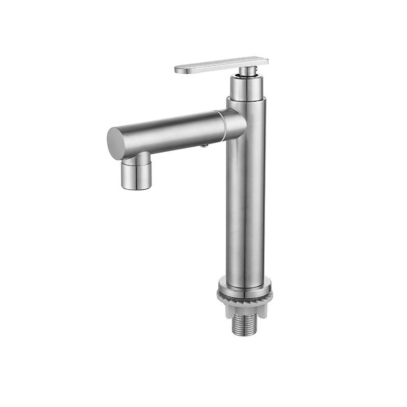 Nickel/Black 304 Stainless Steel Washbasin Faucet Deck Mounted Single Cold Water Bathroom Sink Tap Crane