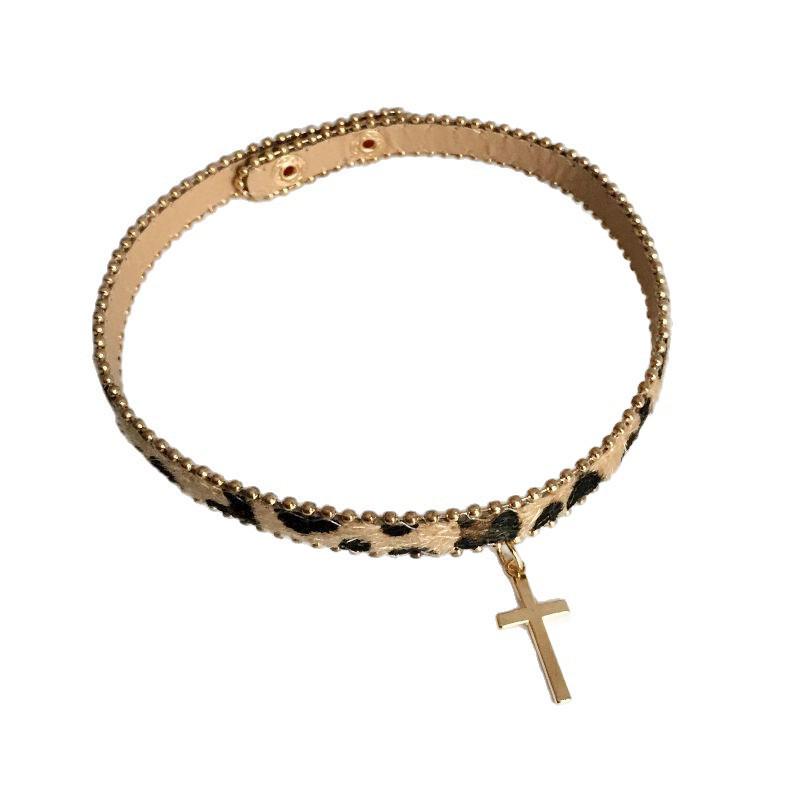 Vintage Leopard Print Choker Necklace for Women - Y2K Niche Style