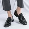 Men's Embossed Leather Tassel Loafers - Korean/British Style, Formal & Casual, Plus Sizes, Perfect for Weddings
