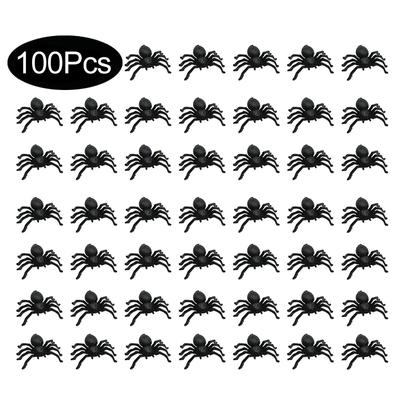 50/100pcs Halloween Black Spiders Small Luminous Plastic Spider Halloween Party Home Decoration Tricky Prank Toy Haunted House