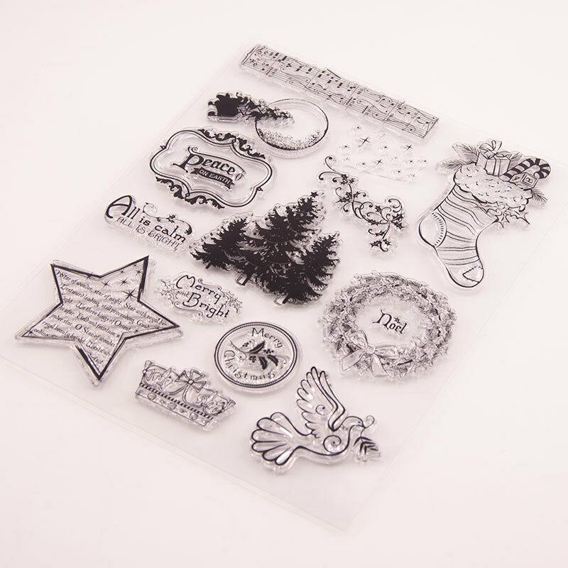Veselé Vánoce Transparentní silikonová čirá razítka pro těsnění DIY album scrapbooking papírové karty razítko strom girlanda ponožky
