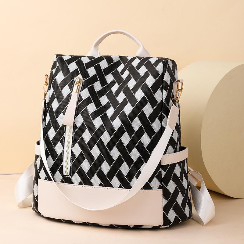 Anti-theft Backpack Women's Contrast Color Outdoor Travel Backpack Nylon Schoolbag