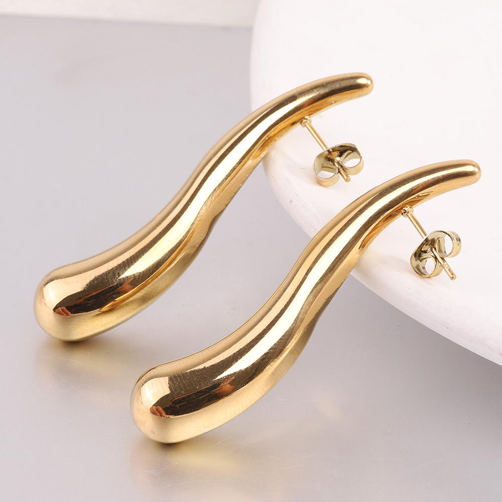 European & American 53MM Stainless Steel Water Drop Earrings