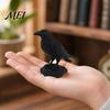 Dark Aesthetic Desk Decor 3D Printed Crow Statue, Gothic Academia Bird Sculpture, Matte Black Raven Sculpture Figurine, Stable Rock Base for