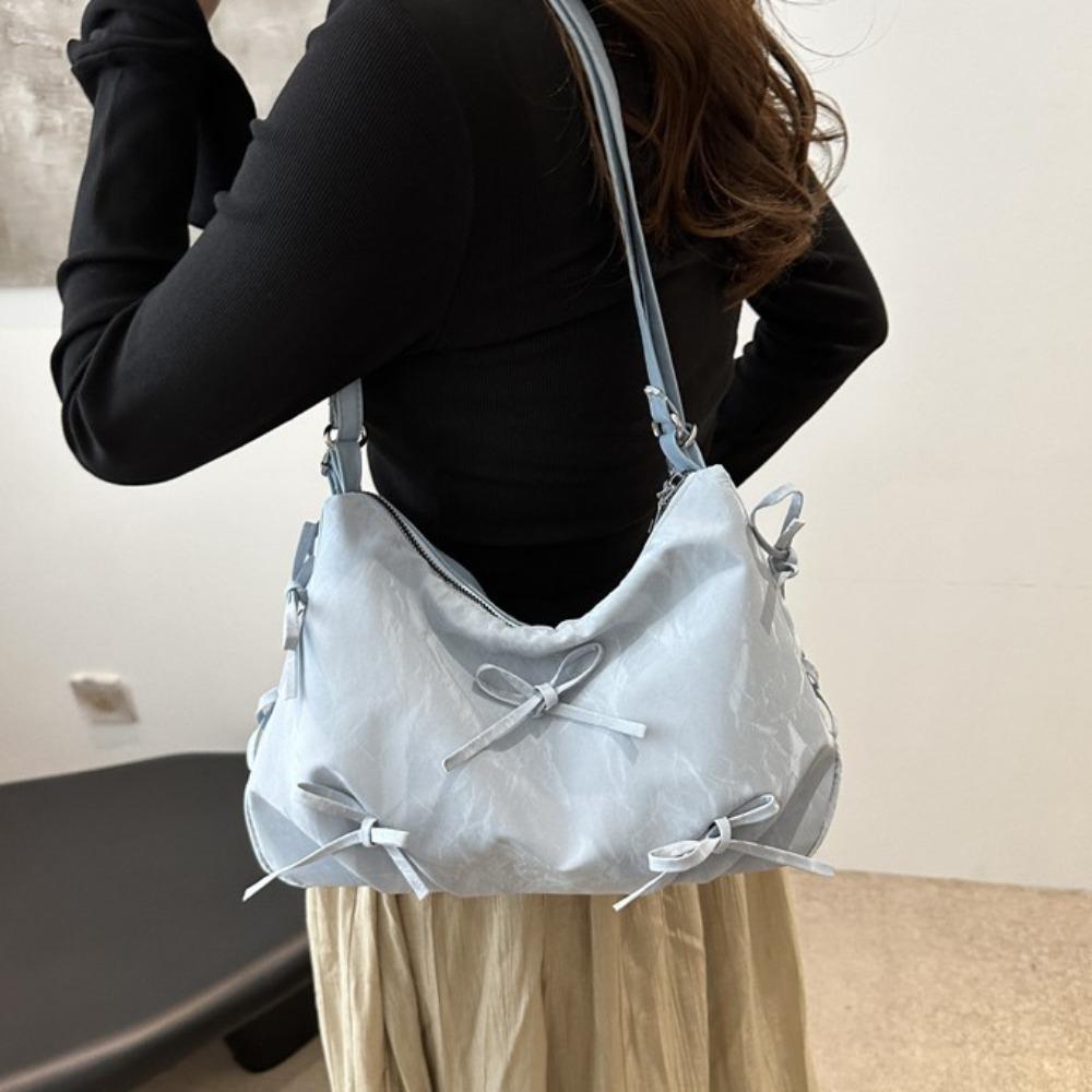 Large Capacity Women's Totes Handbags Soft Bowknot Crossbody Bag Single Shoulder Bag  Girls