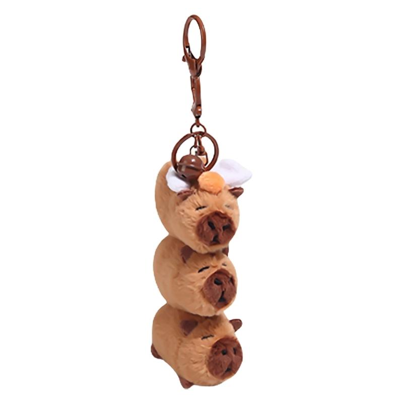 Portachiavi Capibara alla Moda Elegante Colore Fascino Vestito Adorabile Robusto Peluche Ciondolo per Borse e Chiavi Decorazione