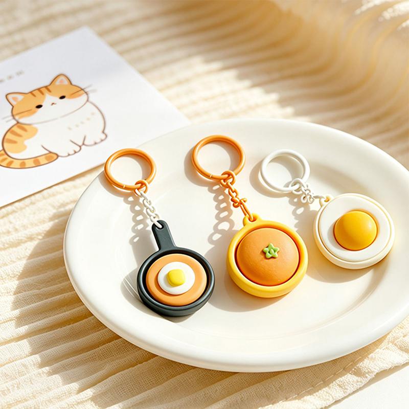 Mini Gourmet Keychain Decompression Toy Anxiety Relief Toy Fried Egg Burger Sushi Avocado Durian Pendant Bag Backpack Decor