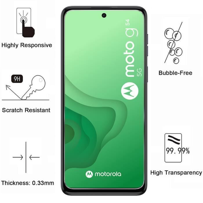 Schutzfolie - Phonillico® - Motorola Moto G54 - 4er-Pack - Gehärtetes Glas - Kratzfest