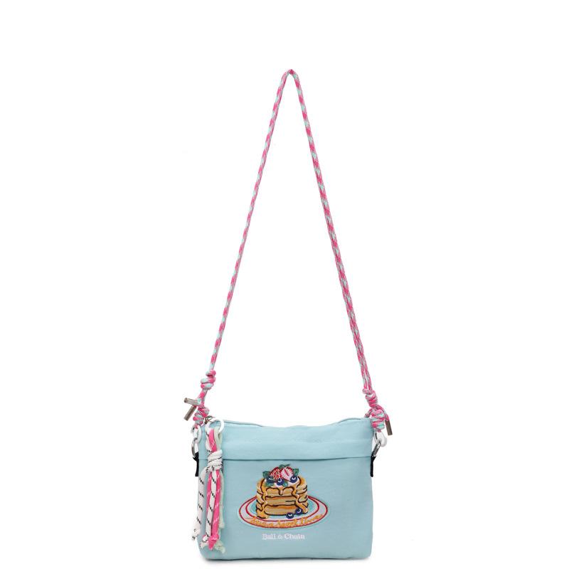 Niche mini handbag new embroidered nylon shopping bag women's shoulder bag lightweight cartoon bag