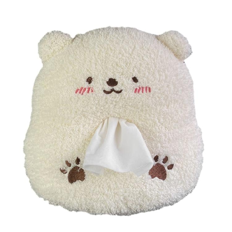 Plush Vehicle Tissue Dispenser Storage Holder Organizer No Tools Installation Multifunctional Auto Interior Decoration