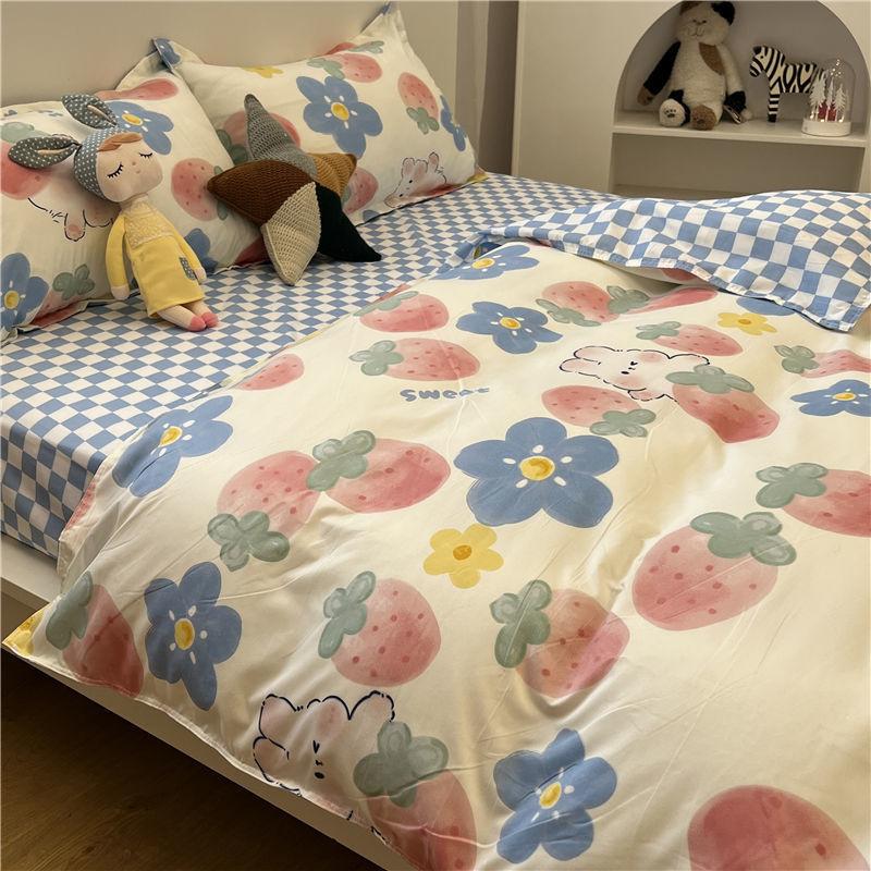Cartoon Color Matching Four-piece Set Quilt Cover Bedding Quilt Cover Dormitory Bed Single Three-piece Set