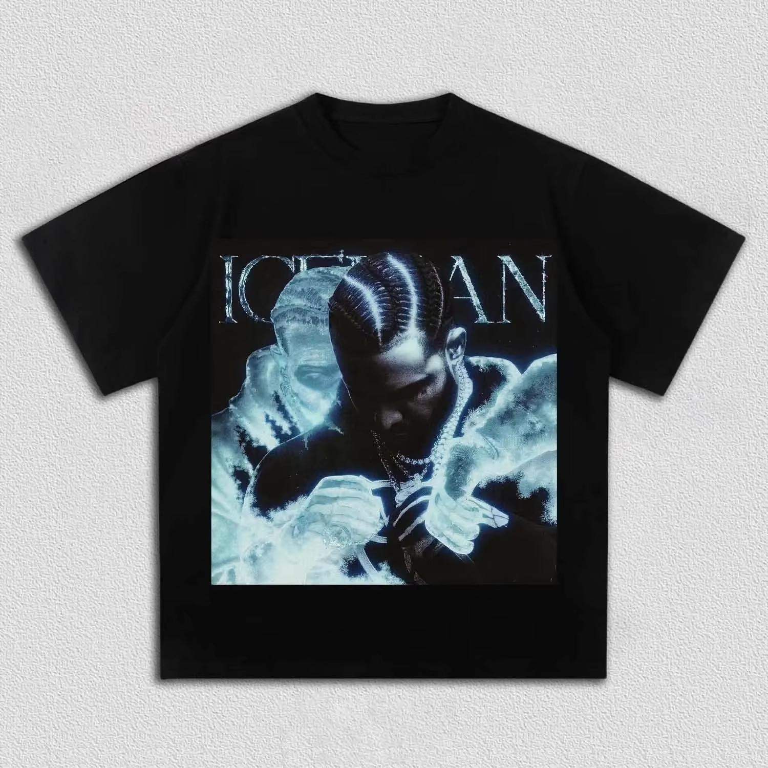 Drake Iceman Album Cover Print T-Shirt, Unisex Casual Street Style Short Sleeve Tee for Hip Hop Rap Fans T-shirts 4XL
