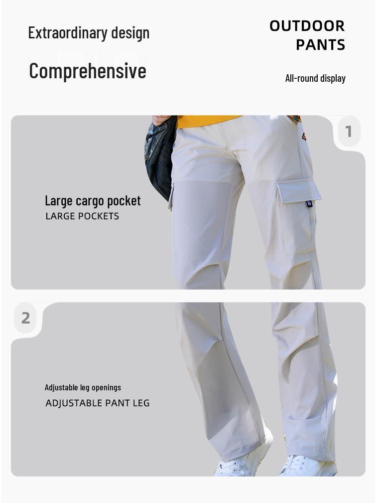 Dámské lehké rychleschnoucí cargo kalhoty: Prodyšné, vícekapsové, s manžetami, outdoorové sportovní kalhoty