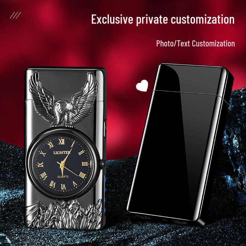 Eagle Design Dual Arc Lighter with Power Display & Lighting Strip - Ideal Gift for Boyfriend