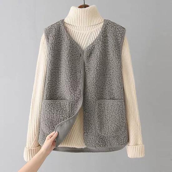 Dámské Podzim Zimní Vesta Kabát Jednobarevný Výstřih do V Bez rukávů Knoflíček Zapínání Výstřih do V Měkké zateplené kapsy Cardigan Dámská Vesta