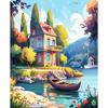 GATYZTORY Pittura con i Numeri Paesaggio di Montagna Arte da Parete Cornice Fai-da-te Quadro con i Numeri Foresta Tela Acrilica Decorazione per la Casa Regalo