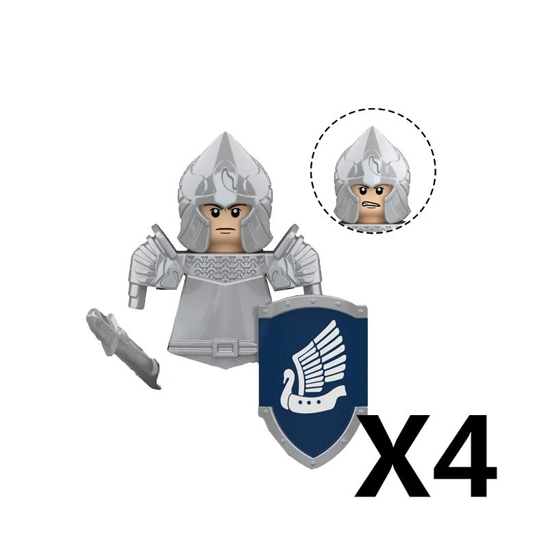 MOC Středověcí rytíři Orkové Stavební kostky Figurky Hračka Vojáci Stráž Zbraně Luky Šípy Štít Brnění Vlajky Pochodně T016