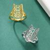 Cazador Gold Color Wolf Rings for Men Women Stainless Steel Animal Adjustable Couple Rings Party Punk Jewelry Birthday Gift 2026