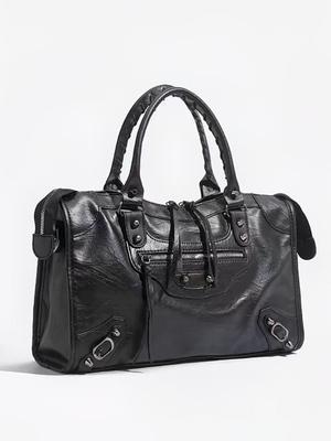 Paris Nieten Motorradtasche: Hochwertige, geräumige, vielseitige Crossbody- und Handtasche für feurige Mädchen