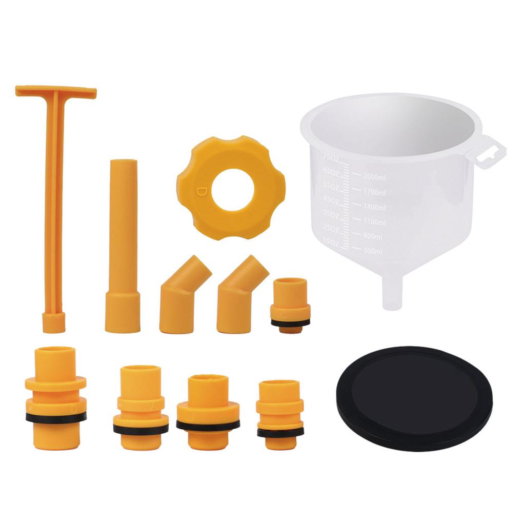 12Pc Automotive Coolant Filling Funnel Spout Set Ensures No Spills During Refills with ABS Plastic for Various Vehicles