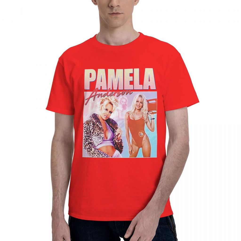Men T Shirt Pamela Anderson Vintage Gifts Y2K Graphic Crewneck Unisex Clothes T Shirts