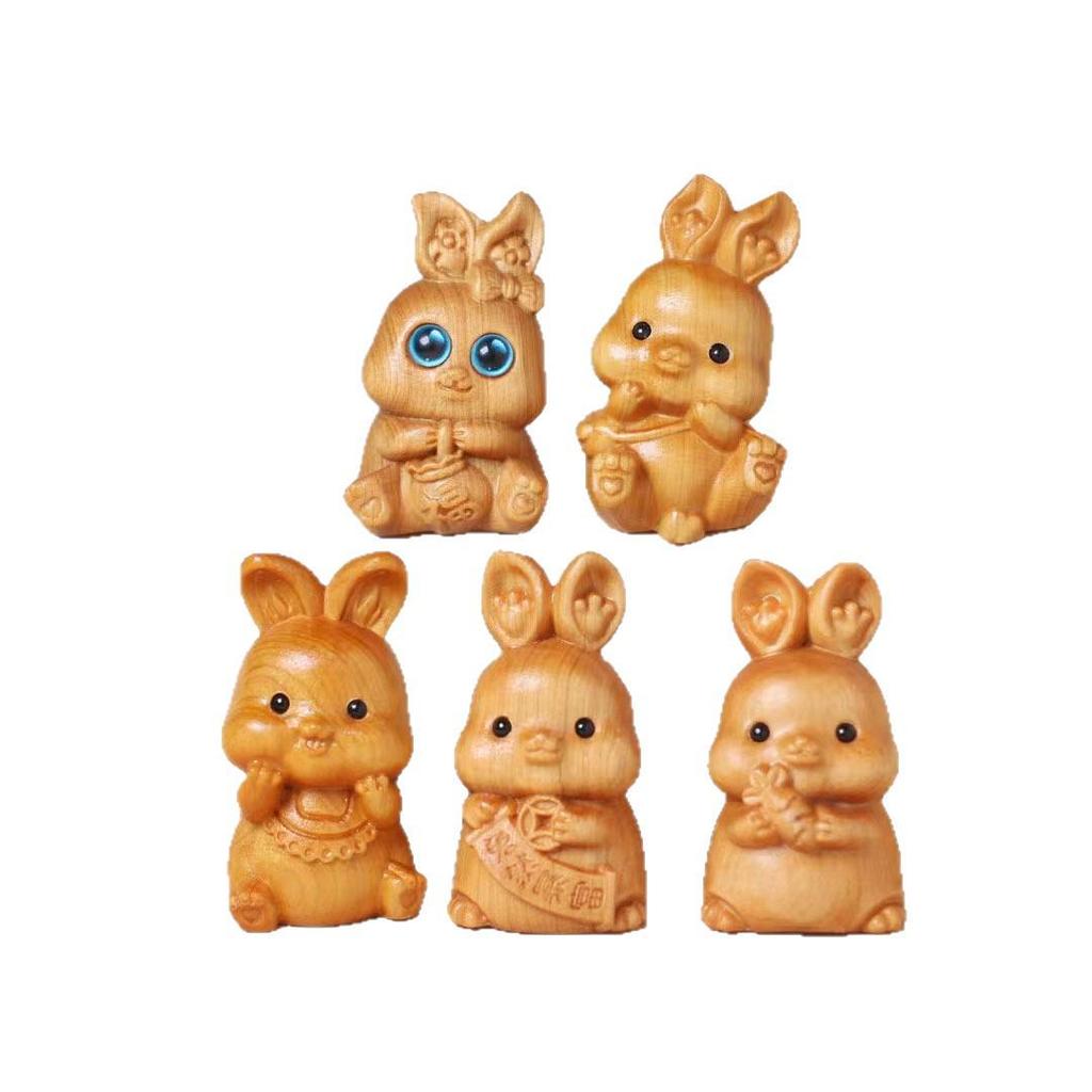 Taihang Cliff Cypress Rabbit Handheld Carving: Exquisite Cultural Ornament & Play Handicraft