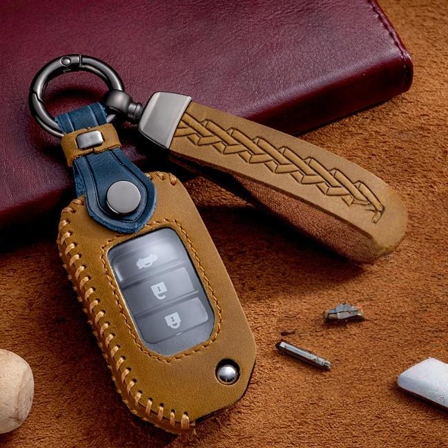 Leather Car Flip Key Case Cover For Honda Civic HRV CRV XRV CR-V Crider Odyssey Pilot Fit Accord Protector Bag Accessories