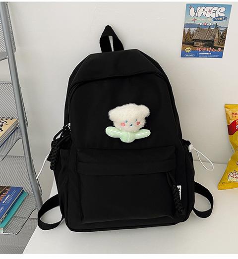 Schoolbagins Schoolbag Female Student Korean Version Internet Celebrity Junior High School Student Canvas Backpack Japanese Solid Color Large 