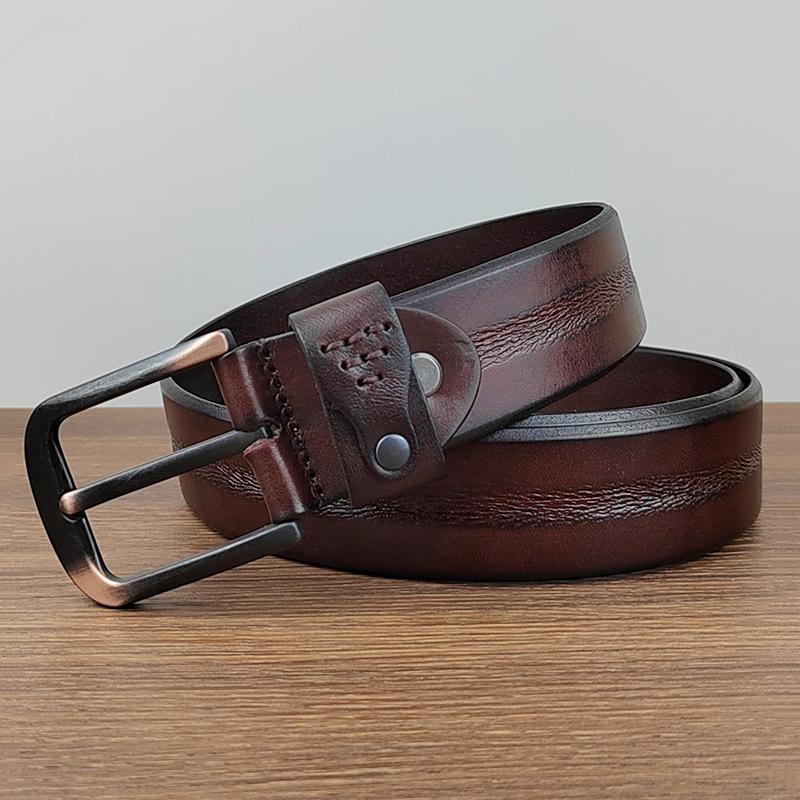 Belt Men'S Leather Handmade Casual Retro First Layer Cowhide Belt Youth Pure Cowhide Young People Trend Belt