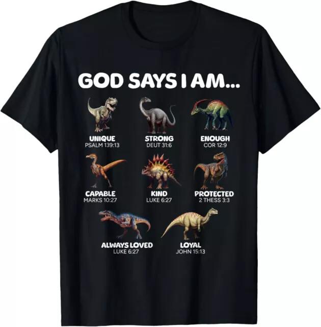 God Says I Am Christian Toddler Kids DinosaursGood Quality TShirt Size S5XL Unisex T-Shirt L