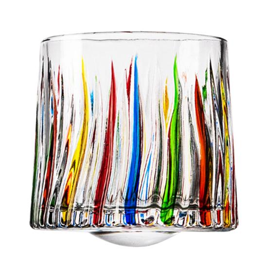 Rotating Whiskey Glass Hand Painted Swivel Tumbler with 360-degree Spinning D