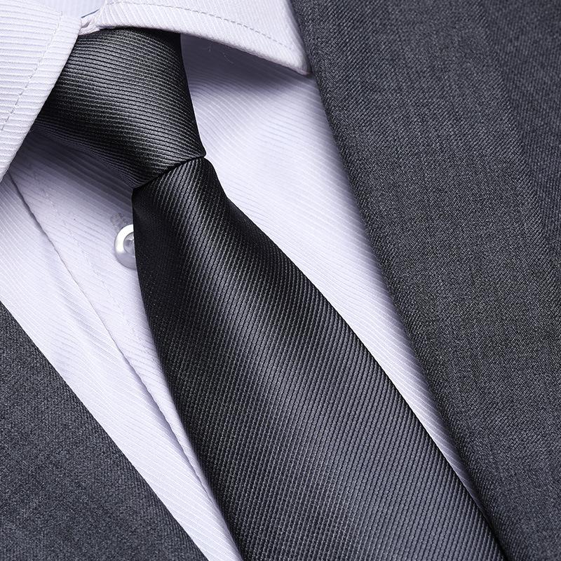 Black No Zipper Men'S Professional Dress Tie Business Casual Wedding Groom Korean Edition One Pull Tie