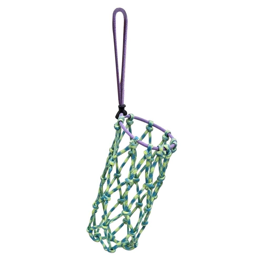 Portable Woven Coffee Cup Bag Hollow Out Foldable Cup Holder Mugs Bag