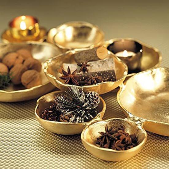 Cluster Serving Bowl Decorative 9-Grid Snack Serving Dish Multi Bowl Platter Modern Metal Tabletop Food Tray for Party Gathering Table Decor