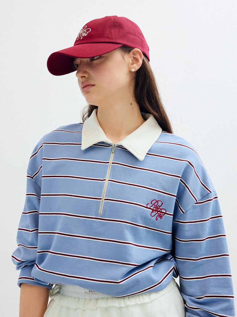ROIROI Striped Long Sleeve Polo Shirt - Blue