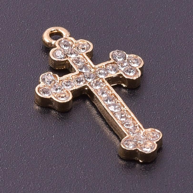 5pcs Rhinestone Cross Pendant Charms For Jewelry Making Supplies DIY Necklace Christ Accessories Crystal Charm Handmade Material